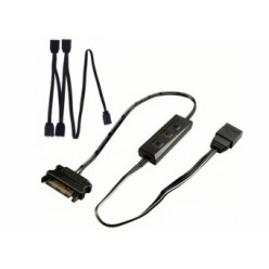 XILENCE LQZ.ARGB_Set Cable (XZ172), Cooling Control Set for  ARGB components: 5V D/P 3PIN connections, 1x Mini Cable Controller, 1x 1 to 4 ARGB Splitter